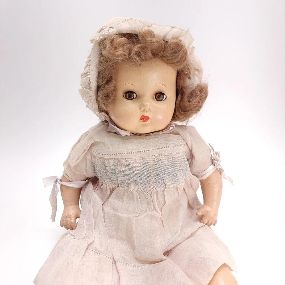 Vintage Madam Alexaner Composition‎ Baby Doll Pink Dress Bonnet Sleep Eyes 20